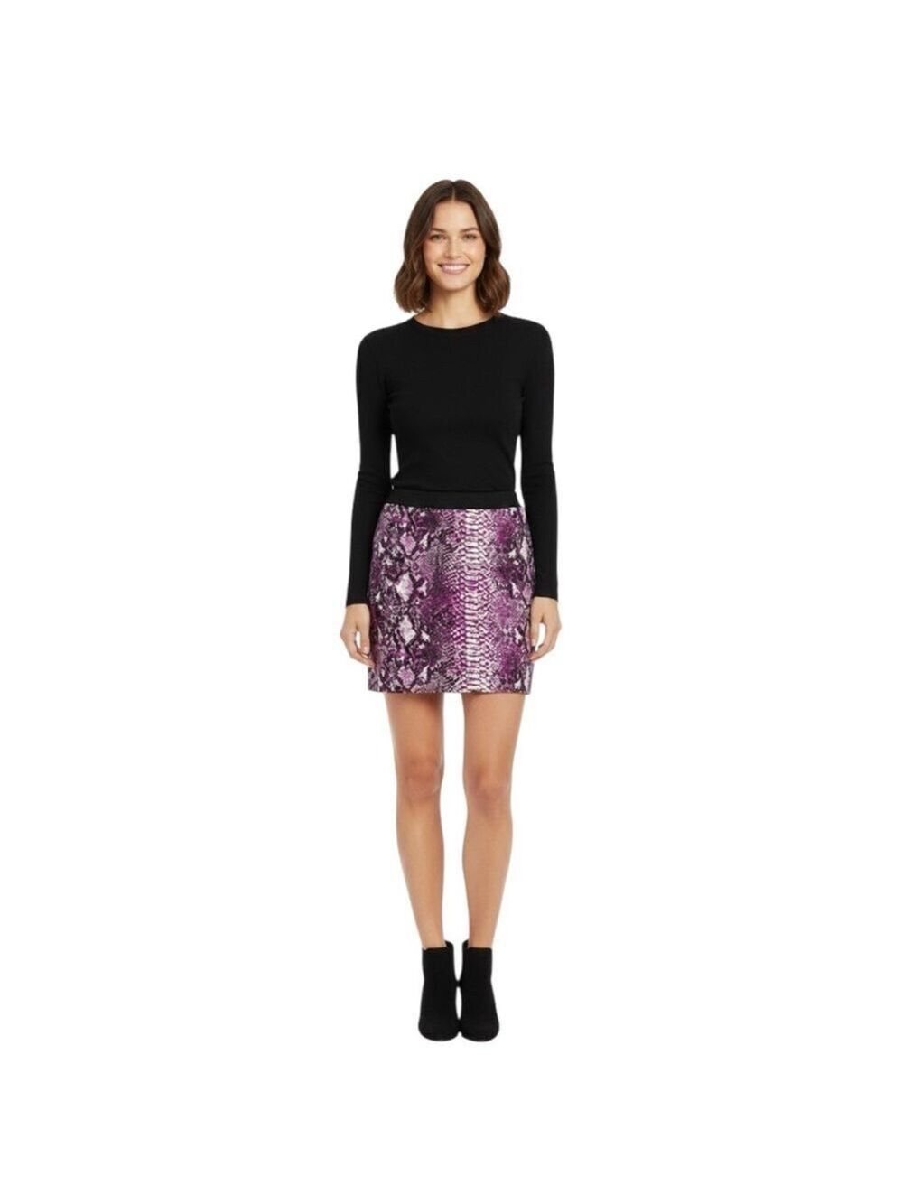 Anne Taylor LOFT Size 2 Purple Snakeskin Look Lined Skirt Side Zip